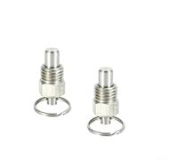 Set of 2 Spring Plungers with Pull Ring Stainless Steel Manual Retractable Short Type for Use in Molds Cabinets Appliances and Industrial Applications (M6)