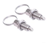 Set of 2 Spring Plungers with Pull Ring Stainless Steel Manual Retractable Short Type for Use in Molds Cabinets Appliances and Industrial Applications ()