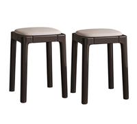 Set of 2 Stackable Upholstered Kitchen ols Mid-Century Modern Leather Dining Chairs Black Vani Shoe-Changing ols for Kitchen & Dining Room