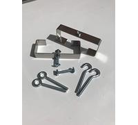 Set of 2 Stainless-Steel Clinch-It 4" Concrete Fence-Post Brackets with Screw, Eye & Hook Bolts