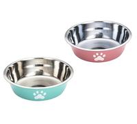 Set of 2 Stainless Steel Dog Bowls, 800ML, Nonslip, Food Grade, Dishwasher Safe, Easy to Clean - Suitable for Medium and Small Dogs and Cats (Pink and Green)