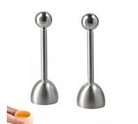 Set of 2 Stainless Steel Egg Openers with Ball - Premium Egg Topper for Hard and Soft Eggs Rustproof Egg Cracker with Predetermined Breaking Point Technology Time-Saving for Breakfast, Kitchen