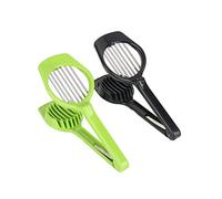 Set of 2 Stainless Steel Egg Slicer, Fruit Slicer Mushroom Tomato Cutter with Long Handle Kitchen Cooking Tool Accessories, Green + Black