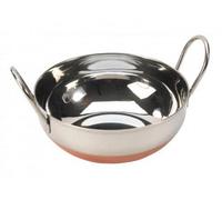 Set of 2 Stainless Steel w/Copper Base Balti Dish 8", Serving Karahi, Indian Curry