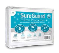 Set of 2 Standard Size SureGuard Pillow Protectors - 100% Waterproof - Zippered - Breathable Soft Cotton Terry Cover - Block Bed Bugs, Dust Mites, Allergens - 30 Day Return Guarantee, 10 Year Warranty