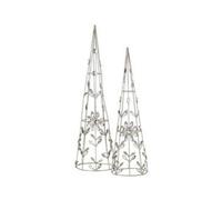 Set Of 2 Standing Crystal Xmas Cones