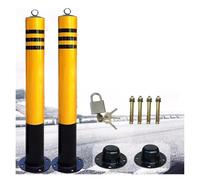Set of 2 Steel Bollard Posts with Reflective Tape - Removable Parking Barrier(75cm)
