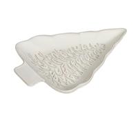 Set of 2 Stoneware Tableware Plates with Festive Christmas Tree Design