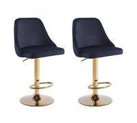 (Set of 2 stools, Black+Gold Base) 1/2x Breakfast Velvet Bar Stools Swivel Gas Lift Rest Chair Kitchen Barstool UK