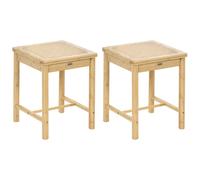Beliani Set of 2 Stools EVIRES Bamboo Wood Light Brown, Brown