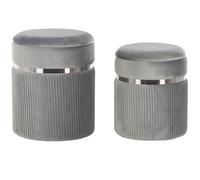 Set of 2 Storage Pouffes CAMDENTON Velvet Light Grey