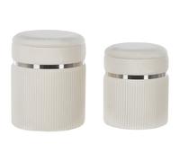 Beliani Set Of 2 Velvet Storage Pouffes Off-white Camdenton, White