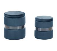 Set of 2 Storage Pouffes DORIS Velvet Blue