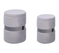 Beliani Set of 2 Storage Pouffes DORIS Velvet Light Grey 35/30 cm 35/30 cm 44/36 cm, Grey