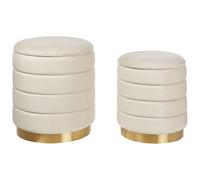 Set of 2 Storage Pouffes GARLAND Velvet Light Beige