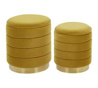 Beliani Set Of 2 Storage Pouffes Mustard Garland, Yellow