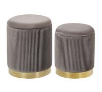 Beliani Set Of 2 Velvet Storage Pouffes Grey Miramar, Grey