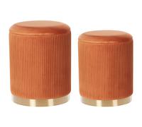 Beliani Set Of 2 Velvet Storage Pouffes Orange Miramar, Orange