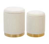 Beliani Set Of 2 Velvet Storage Pouffes White Miramar, White