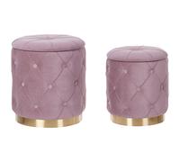 Beliani Set of 2 Storage Pouffes PUEBLO Velvet Pink 40/33 cm 40/33 cm 44/36 cm, Pink