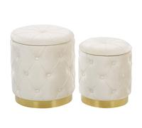 Beliani Set Of 2 Storage Pouffes Pueblo Velvet White