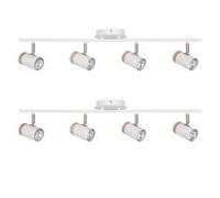 Set of 2 Stratton - White with Wood Detail Four Way Spotlights First Choice Lighting White One Size