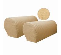 Set of 2 Stretch Armchair Covers, Water Resistance Furniture Protector Covers, Stretch Fit Arm Rest Covers for Sofa Chair Protector Couches Recliner (Beige)