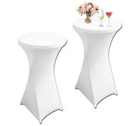 Set of 2 Stretch Bar Table Covers Standing Tablecloth 80 x 110 cm Elastic Tablecloths for Bar Counter, Round Table Wedding, Birthday Party