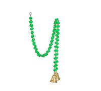 Set of 2 strings Green Pom Pom Garlands with Bell Indian Door Hanging traditional Festival Ganpati Decorations for home Wall Temple Bedroom room Interiors Gifting Party Supply(Size:-72" Approx)