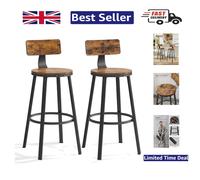 Set of 2 Bar Stools with Backrests, 76.2 cm Tall, Rustic Brown and Black / 4 / 54 x 99 cm