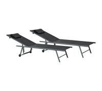 Set of 2 Sun Loungers SORONI Metal Black
