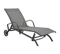 Set of 2 Sun Loungers With Table Steel Textilene Garden Recliners