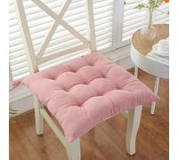 Set of 2 Super Soft Rectangle Chair Pads Cushions with Ties for Small Stools Office & School Use 50x50x5cm Stylish Pink Seat Cushions for Comfort