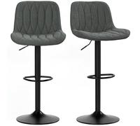 Set of 2 Swivel Bar Stools Adjustable Height Kitchen Breakfast Counter Chairs