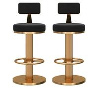Set of 2 Swivel Bar Stools Adjustable Velvet High Chairs with Sturdy Thick Legs Round Base Counter Height Seating 550LBS Capacity Ideal for Kitchen Island - Black