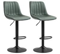 Set of 2 Swivel Bar Stools Counter Chairs Retro Kitchen Breakfast Blue