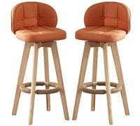 Set of 2 Swivel Bar Stools with Backrest and Footrest Retro Kitchen Chairs Hemp Rope Design Durable Wooden Legs 550 LBS Capacity Counter Height Seating
