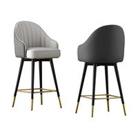 Set of 2 Swivel Counter Bar Stools, Premium PU Leather Upholstered, Tufted Back Design, Ideal for Home Bar, Pub, Dining Room, table & Slish Seating