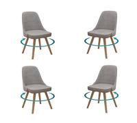 Set of 2 Swivel Dining Chairs Modern Upholstered Leather Kitchen Chairs with High Scalloped Backrest Solid Wood Base Supports 300 lbs Light Grey Finish 4-Piece Dining Set