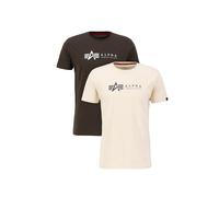Alpha Industries 2 Pack T-Shirt for Men, Black Olive/Jet Stream White, S
