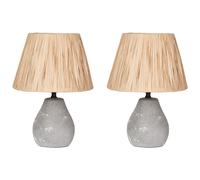 Set of 2 Table Lamps ARWADITO Ceramic Grey