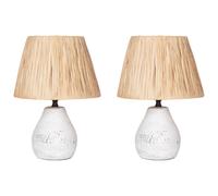 Beliani Set Of 2 Table Lamps Arwadito Ceramic Off-white, White