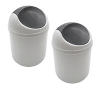 Set of 2 Table Trash Bins White 1.5l Mini Waste Bin with Swing Lid