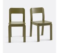 Set of 2 Talet Stained Solid Birch Chairs Khaki