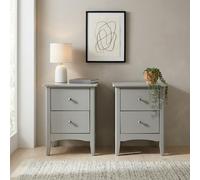 Set of 2 Tall Como 2-Drawer Bedside Cabinets, Pair of Shaker-Style Modern Tables