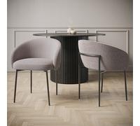 Set of 2 Taupe Boucle Upholstered Dining Chairs - Cora