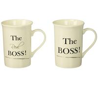 Set Of 2 The Boss & The Real Boss Porcelain Mugs In Presentation Gift Box
