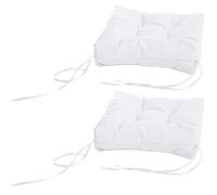 Set of 2 Thick 8CM Square Kitchen Chair Cushs - Soft Polyester Pads for Office Dining Gaming Wheelchair Indoor/Outdoor Use (White 52x52 cm)