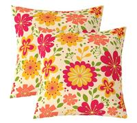 Set Of 2 Throw Pillow Case Soft Cushion Case Funky Pillowcase For Car Decor Bedroom Bench 45X45Cm Funky 1960S 1970S Groovy Flower Red Orange Hippie Flowers Botanical