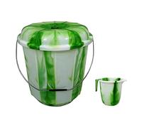 Set of 2- Tiedye Design 25L Litre Extra Large Bucket Bin Lid With 1.5L Plastic Water Jug with Handle and Spout Kitchen Plastic Mugs for Bathroom/Home/Kitchen (Green)